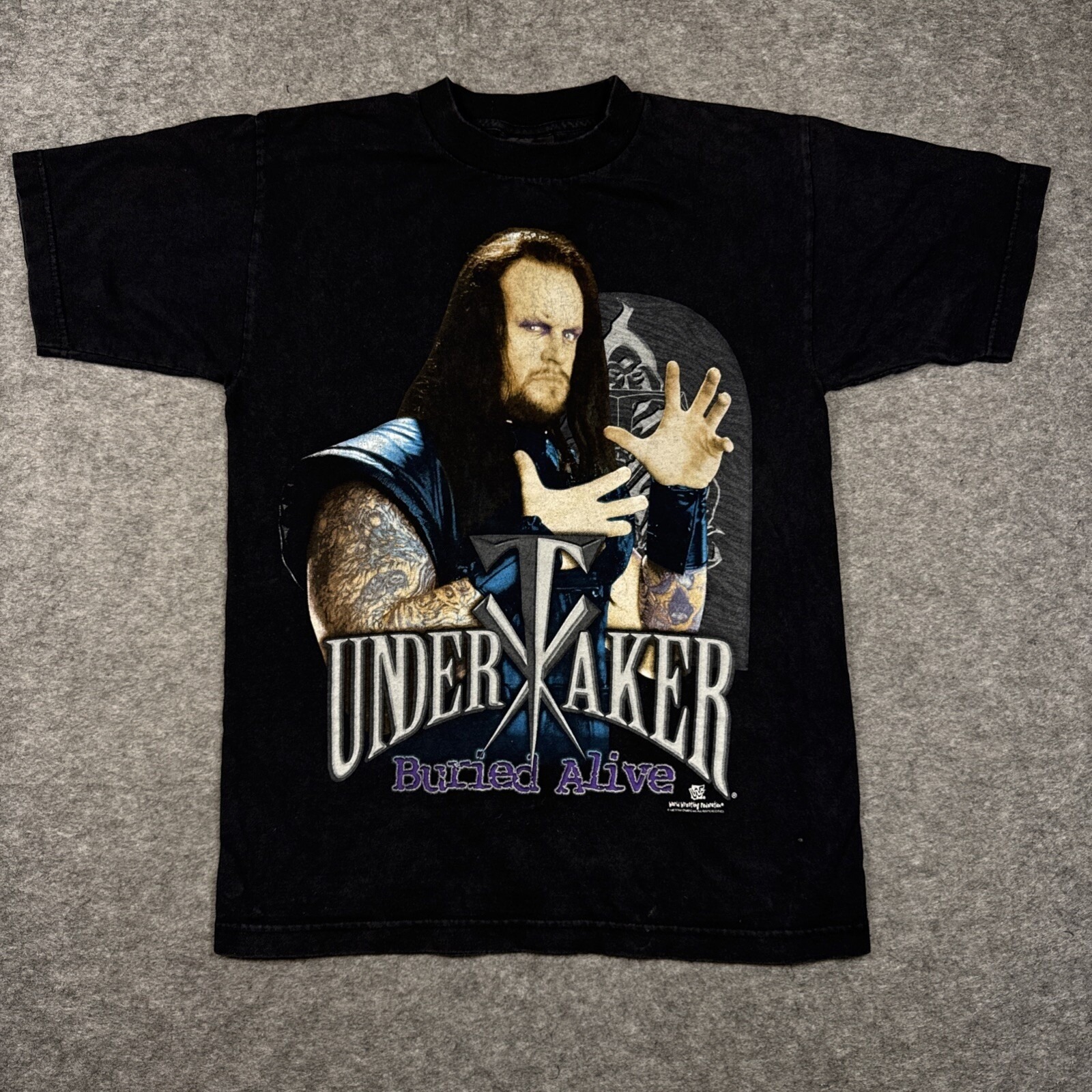 Vintage T Shirt The Undertaker Medium Faded Black Wwe Single Stitch Usa